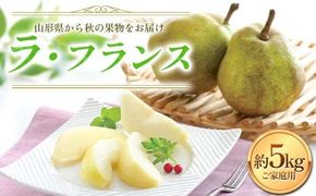 FYN6-057 ≪2025年先行予約≫ご家庭用 山形県産 西洋梨 ラ・フランス 約5kg (12～20玉) 2025年11月上旬から順次発送 洋梨 洋なし ラフランス 秋果実 果物 くだもの フルーツ 訳あり 家庭用 自宅用 産地直送 山形県 西川町 月山
