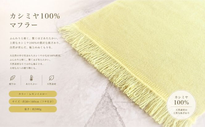 G3328 『Noble Fibre』100％カシミヤ・マフラー レモンイエロー【高級 カシミア おしゃれ ファッション 防寒 かしみあ】