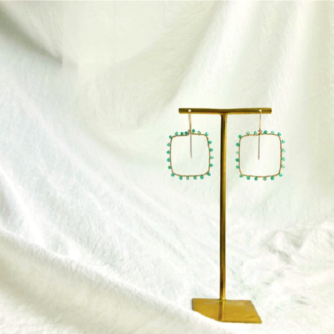 ロング フックピアス Mint frame K14gf