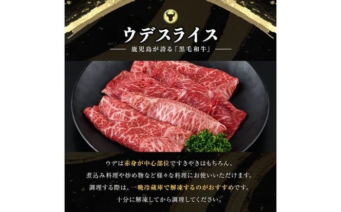 和牛日本一！＜鹿児島黒牛＞ウデスライス 計900g(1P300g/3P) b3-030