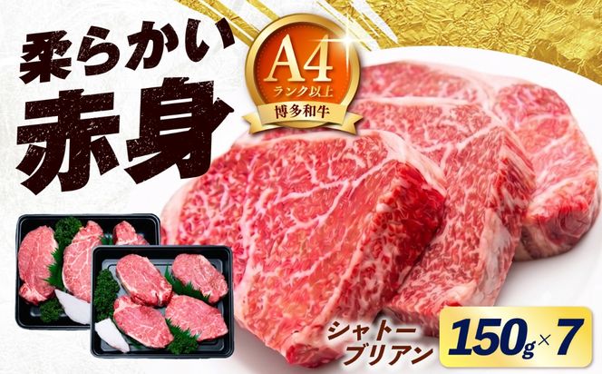 【希少部位！】博多和牛 シャトーブリアン 150g×7枚 （計1.05kg）《築上町》【肉のくまもと屋】[ABEZ029]