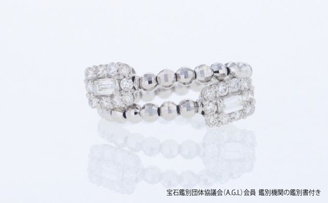 J101 アルカンシェル PTダイヤ形状記憶リング（計 0.52ct）