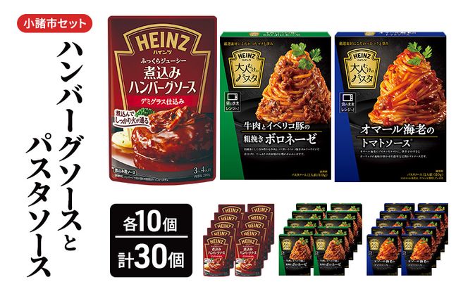 「ハインツ」ハンバーグソースとパスタソース　小諸市セット　各10個ずつ　計30個
