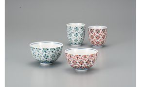 九谷焼 夫婦揃 花紋 焼き物 民芸品 工芸品 ご飯茶碗 お湯呑 172111_CY3125
