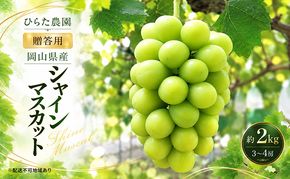 ぶどう 2027年 先行予約 ひらた農園 贈答用 岡山県産 シャインマスカット 約2kg（3～4房） 果物類 ぶどう フルーツ ブドウ 果物 
