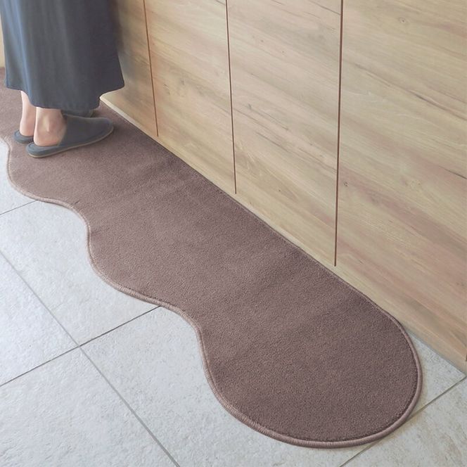 diw0014 北欧風キッチンマット ラグマットタイプ 45×150cm ピーナッツ型 ココア 抗菌防臭 SEK 織人しきもの屋工房