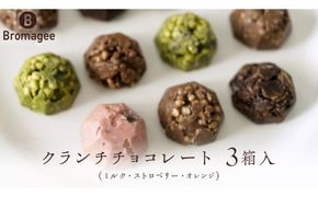 チョコレート専門店 「Bromagee」 クランチチョコレート 3箱入 チョコ チョコレート スイーツ お菓子 洋菓子 バレンタイン ホワイトデー ギフト ミルク オレンジ ストロベリー [CS004ci] 