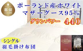 羽毛ふとん シングル ポーランド産マザーグース95%ダウンパワー4４0 150×210cm羽毛掛け布団 CK457