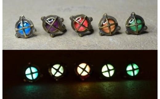 【選べるカラー】 Steampunk スチームパンク 船舶ライト ピアス　両耳用 ペア ピアス 蓄光 アクセサリー 山梨 富士吉田