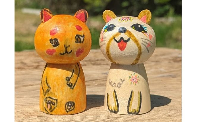 にゃんこけしの絵付け体験 2名様分チケット（オリジナルにゃんこけしを作ろう！） ねこ 猫 ネコ 