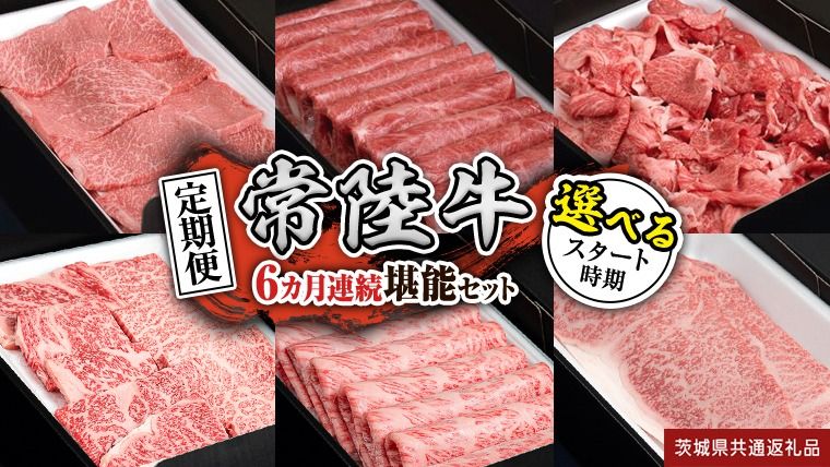 ＼ 選べるスタート月 /[定期便][全6回]『常陸牛』人気6か月堪能セット(6か月連続でお届け) お肉 肉 牛肉 赤身 切り落とし 黒毛和牛 和牛 国産黒毛和牛 国産牛 (茨城県共通返礼品) [ BX19-56-NT ]