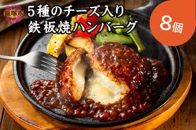 【A-849】5種のチーズ入り鉄板焼ハンバーグ(デミグラスソース)8個