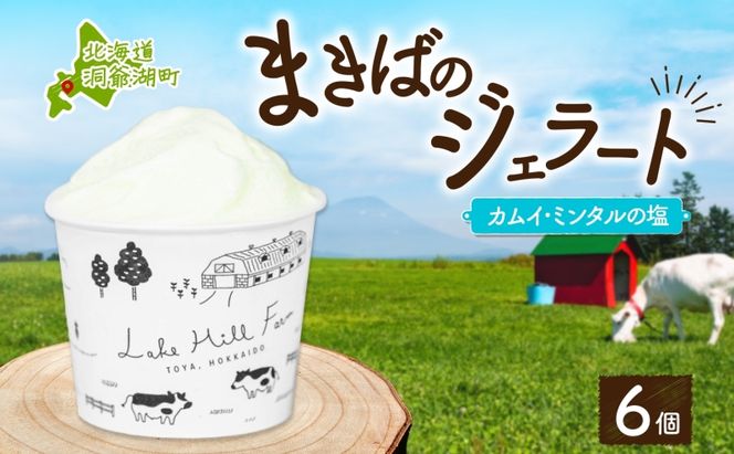 北海道 まきばのジェラート カムイ・ミンタルの塩 130ml×6個 塩 ミルク アイス スイーツ デザート ギフト 氷菓 牛乳 お取り寄せ グルメ ギフト アイスクリーム 保存料不使用 牧場 自家製 レークヒルファーム 送料無料 洞爺湖 