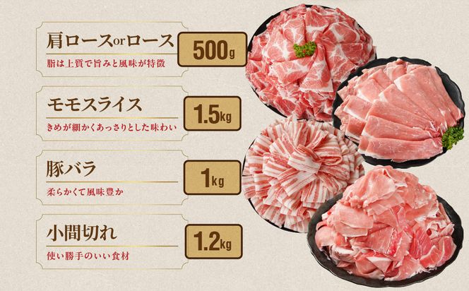 宮崎県産豚肉たっぷり4.2kgセット_21-N202-42_(都城市) 宮崎県産豚 大容量 バラスライス 肩ロース又はローススライス モモスライス 小間切れ 豚肉 使い勝手抜群 ミヤチク