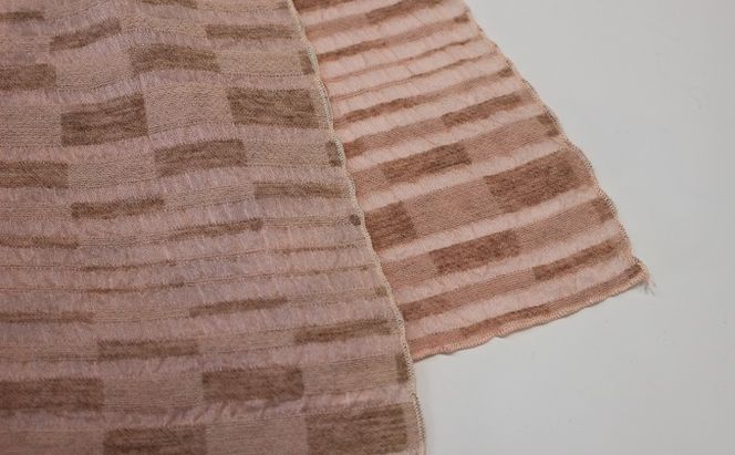 ストール 桜染 エアウールチェックボーダーストール 桜ピンク 雑貨 日用品 ファッション 織物 染物 工房夢細工 