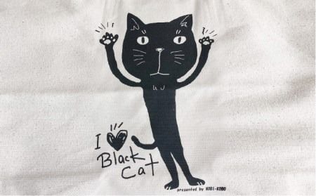 キャンパス 地 トート バッグ 「 Black Cat 」 《糸島》【のび工房】 【いとしまごころ】[ADZ002] エコバッグ 猫 三毛猫 ぶち猫 かわいい 糸島