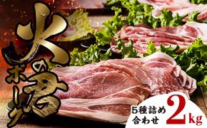 FK7-0020_【数量限定】熊本県産 火の君ポーク(登録商標) 5種詰合せ 約2kg 豚こま 豚コマ ロース バラ 肉 豚肉しゃぶしゃぶ 生姜焼き 豚汁 弁当 焼肉 ストック 便利
