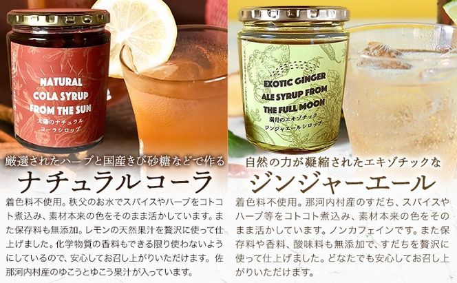 【CF】太陽のナチュラルコーラ＆満月のエキゾチックジンジャエール 濃縮タイプ 1瓶約７～8杯分 TABEL株式会社《30日以内に出荷予定(土日祝除く)》 │ クラフトコーラ クラフトジンジャーエール 炭酸割り コーラシロップ お取り寄せ 徳島県 佐那河内村---sanagouchi_tbl_2_2hn---