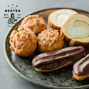 弁天堂人気のスイーツセット　クッキーシュー・エクレア・ロールケーキを詰め合わせたご褒美デザート