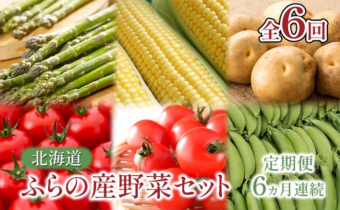 【2026年春～秋発送】北海道 定期便 6ヵ月 連続 全6回 ふらの産野菜セット富良野市 野菜 新鮮 直送 アスパラ スナップえんどう とうもろこし ミニトマト ほれまる さくら じゃがいも 男爵 たまねぎ 道産 ふらの 送料無料 数量限定 先着順
