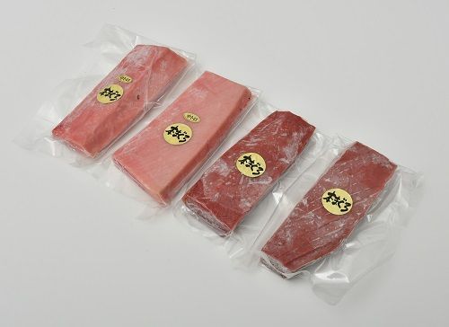 【2-134】国産本まぐろ中トロ赤身冷凍短冊セット　600ｇ以上