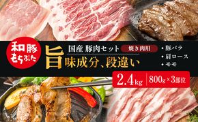 和豚もちぶた お試しセット 焼肉用 2400g 800g×3部位 豚バラ 肩ロース モモ