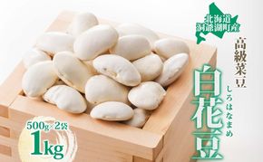 北海道 洞爺湖町産 高級菜豆 白花豆 500g×2袋 計1kg 1月下旬よりお届け しろはなまめ 花豆 豆 マメ まめ 大粒 甘い 北海道産 国産 煮豆 スープ 煮込み料理 常温 お取り寄せ 送料無料 【 洞爺湖町 】