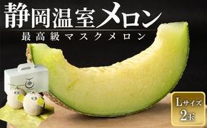 静岡温室メロン Ｌ玉1.6kg～1.7kg ×２玉　最高級のマスクメロン　山下メロン園　高級果実店に仕入るほどの自信のあるメロン  ギフト  メロン めろん 箱詰め フルーツ 果物  産地直送 甘いメロン 糖度 青肉 222232_AY004