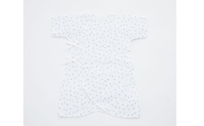 PGガーゼ　ベビー肌着セット 60cm　小紋 ベビー用品 青 ブルー 男の子 赤ちゃん 短肌着 コンビ肌着 裏始末 サイズ調整 股下ホック 肌に優しい 