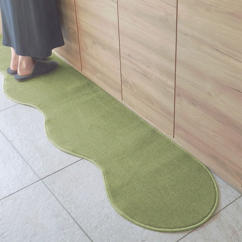 diw0008 北欧風キッチンマット ラグマットタイプ 45×150cm ピーナッツ型 ピスタチオ 抗菌防臭 SEK 織人しきもの屋工房