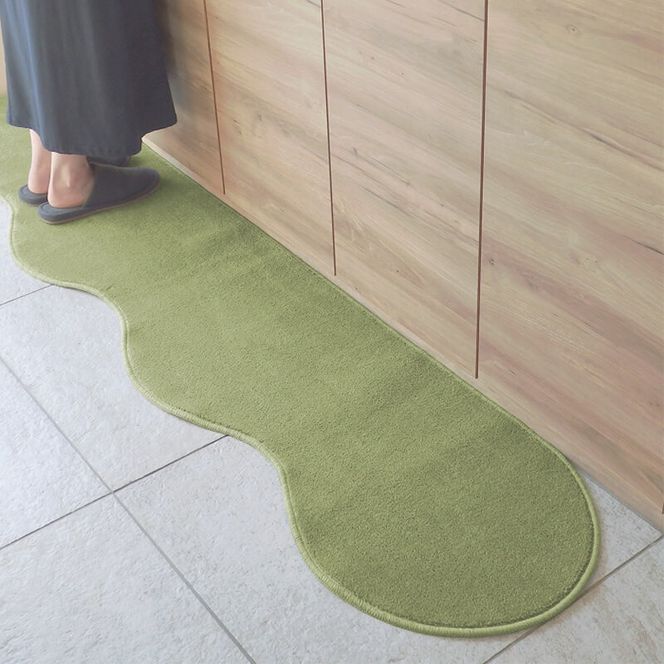 diw0008 北欧風キッチンマット ラグマットタイプ 45×150cm ピーナッツ型 ピスタチオ 抗菌防臭 SEK 織人しきもの屋工房
