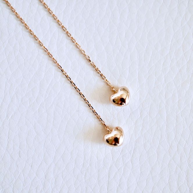 K18PG(18金) ローズゴールド 地金 ハート チェーン ピアス シンプル 保証書付 KO-0066 242-026-c