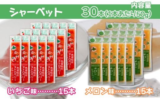 北海道 豊浦町 いちご・メロンのシャーベット 15本×2種 【 ふるさと納税 人気 おすすめ ランキング 果物 メロン めろん 果物 いちごイチゴ 苺 イチゴシャーベット メロンシャーベット 食べ比べ おいしい 美味しい 甘い 北海道 豊浦町 送料無料 】TYUN016