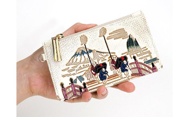 すっきり カードケース 日本橋 文庫屋大関 パスケース 小銭入れ フラグメントケース カード 収納 ケース 本革 牛革 革 皮革 スリム コンパクト 工芸品 工芸 雑貨 和柄 和 チェーン ファスナー 日本製 東京