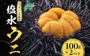 ミョウバン不使用 塩水 ウニ100g 2パック 7月下旬頃までお届け  [水揚げ後 順次出荷]  キタムラサキウニ うに ウニ 雲丹 ムラサキウニ 魚貝 魚介 海鮮 海産 小川商店 送料無料 北海道 洞爺湖