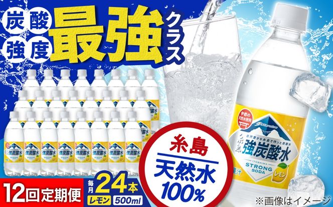 【全12回定期便】強炭酸水 レモン 500ml × 24本 糸島市 / スターナイン 炭酸水 国産 [ARM014] 炭酸水 500ml 24本 送料無料 レモン 国産 炭酸 常温