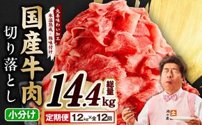 mrzZ016 【氷温熟成×極味付け】国産 牛肉 切り落とし 1.2kg×全12回 総量 14.4kg 丸善味わい加工【毎月配送コース】