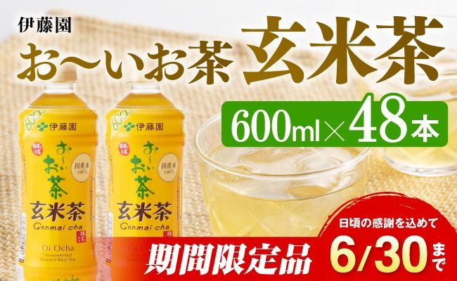 ※2025/06/30まで※おーいお茶 玄米茶 600ml×48本 PET [ペットボトル セット 備蓄 ソフトドリンク お〜いお茶 送料無料 ]宮崎県川南町 [D07382]