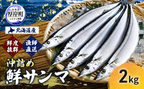 サンマ 鮮度抜群 北海道産 漁師直送 沖詰め 鮮サンマ 2kg 【豊伸協同組合】[ さんま 秋刀魚 鮮魚 焼き魚 刺身 新鮮 北海道産 生さんま 生サンマ ]  
