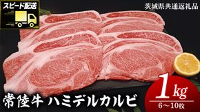 【 スピード発送 】 【常陸牛 】 ハミデルカルビ1kg（6～10枚）( 茨城県共通返礼品 )  国産 焼き肉 カブリ ゲタ リブ芯 リブ巻 中落ちカルビ バーベキュー BBQ お肉 ブランド牛 黒毛和牛 和牛 国産黒毛和牛 国産牛 牛肉