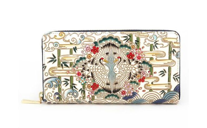 長財布 大容量 ぐるっとファスナーの長財布 むかい鶴 文庫屋大関 通帳が入る 財布 レディース ラウンドファスナー レザー 本革 革 文庫革 レディース財布 お財布 通帳 通帳入れ 通帳ケース 日本製 和風 東京