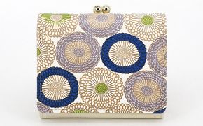 【文庫屋大関】三つ折りミニ財布　笠菊（水明）【皮革工芸品】 ファッション 小物 民芸品 お札 カード 小銭 手のひらサイズ コンパクト 厄除け 牛革 手作り 大人可愛い 