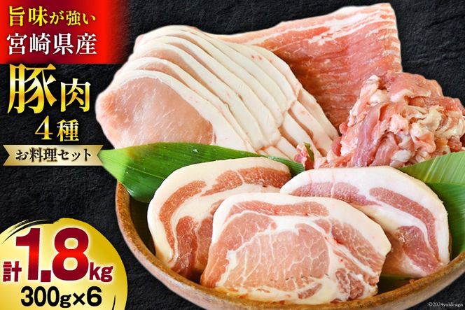 豚肉 小分け 豚 切り落とし バラ スライス ロース 生姜焼き用 とんかつ用 合計1.8kg [甲斐精肉店 宮崎県 美郷町 31as0042] お料理セット 肉 冷凍 宮崎県産 ウデ 腕 切落し 薄切り うす切り 真空包装 詰め合わせ