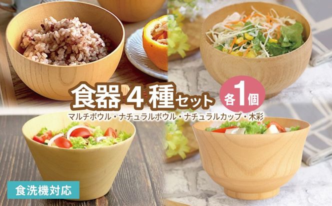 099H4620 食器4種セット（マルチボウル、ナチュラルボウル、ナチュラルカップ、木彩）