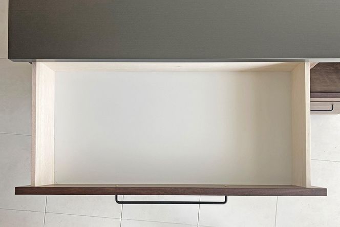 グラーデ 120 カウンター 引出 BR【ブラウン 完成品 特殊鋼板 引出収納 耐熱 耐傷 収納】(H062335)