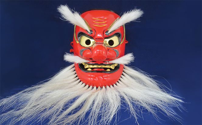 備中神楽面桐一刀彫 猿田彦の命 伯泉作 民芸品 工芸品 