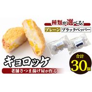 a1028 《種類が選べる！》老舗さつま揚げ屋が作るギョロッケ(合計30個)《プレーン6袋・ブラックペッパー6袋・プレーン、ブラックペッパー各3袋》【田中かまぼこ店】姶良市 コロッケ すり身 すりみ 魚肉 プレーン ブラックペッパー 海鮮 おかず 食べ比べ セット 惣菜 お弁当 おやつ