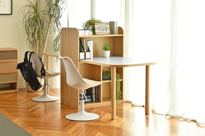 ローチ テーブルシェルフ H ラテブラウン【ラテブラウン ダイニング デスク 収納付き 子供部屋 オフィス】(H062399)