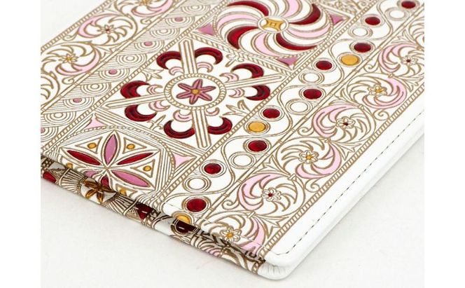 【文庫屋大関】パーソナルホルダー　錦紗＜ピンク＞【皮革工芸品】 民芸品 雑貨 日用品 牛革 イスラム文様 ギリシャ文様 