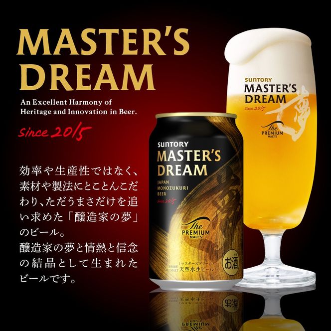 【サントリービール】 マスターズドリーム 350ml×24本 群馬県 千代田町 送料無料 お取り寄せ お酒 生ビール ギフト 贈り物 プレゼント 人気 おすすめ コロナ 家飲み 晩酌 バーベキュー キャンプ ソロキャン アウトドア 濃密 贅沢 ご褒美
